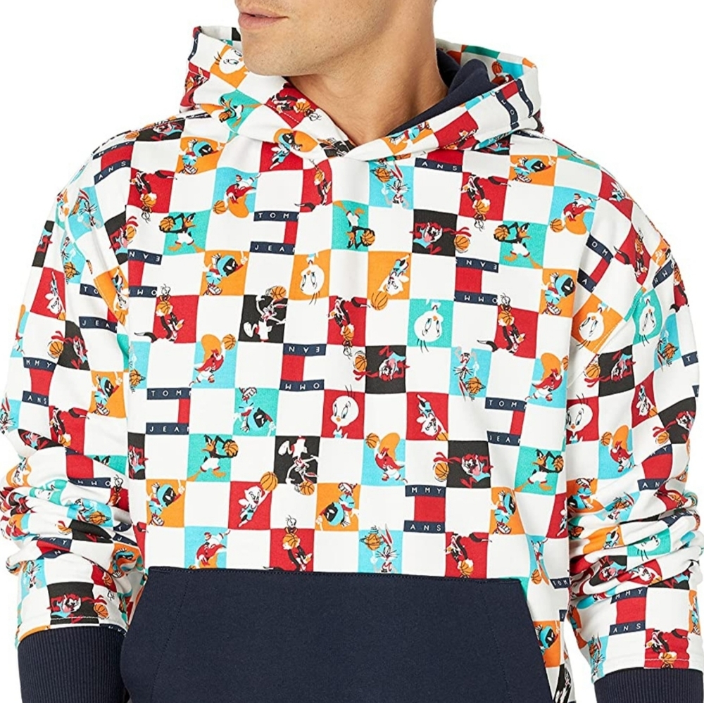 Men's Hilfiger Space Jam Legacy x Tommy Checkerboard Sweater Hoodie Rare Size XL